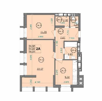 2-кімнатна 59.22 м² в ЖК Panorama від 17 750 грн/м², Луцьк