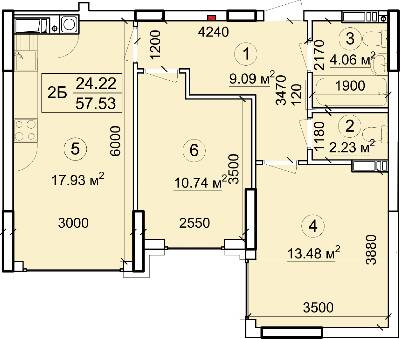 2-кімнатна 57.53 м² в ЖК Петрівський квартал від 15 500 грн/м², с. Святопетрівське