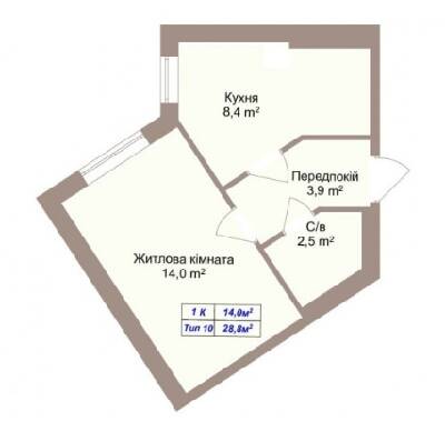 1-комнатная 28.8 м² в ЖК Пражский квартал 2 от 13 950 грн/м², с. Петропавловская Борщаговка