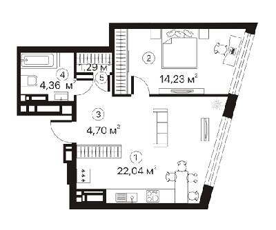 1-кімнатна 46.62 м² в ЖК Terracotta від 18 680 грн/м², Київ