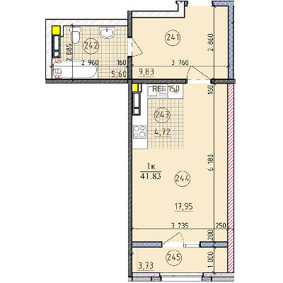 1-кімнатна 41 м² в ЖК London від забудовника, м. Вишгород