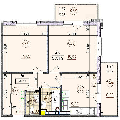 2-кімнатна 57.46 м² в ЖК London від забудовника, м. Вишгород