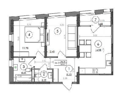 2-кімнатна 58.85 м² в ЖК Svitlo Park від 43 372 грн/м², Київ