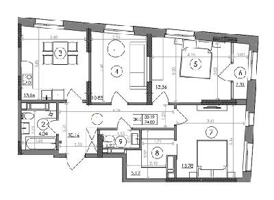 3-кімнатна 69.43 м² в ЖК Svitlo Park від 41 059 грн/м², Київ