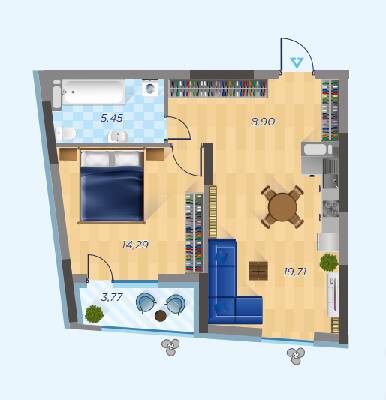 1-кімнатна 52.12 м² в ЖК Старт від 33 000 грн/м², Київ