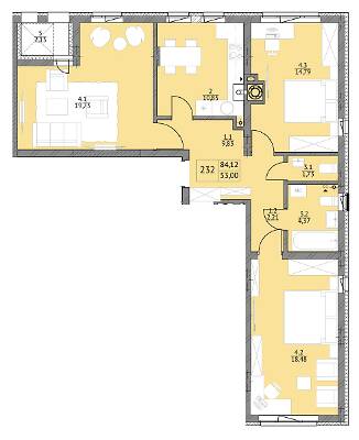 3-кімнатна 84.12 м² в ЖК Яскравий Львів від 20 900 грн/м², Львів