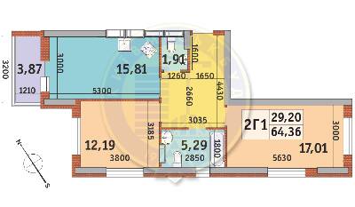 2-комнатная 64.36 м² в ЖК Медовый-2 от 26 528 грн/м², Киев