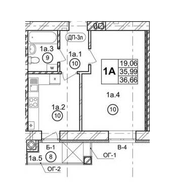 1-комнатная 36.66 м² в ЖК Галицкая Брама от 16 000 грн/м², с. Давыдов