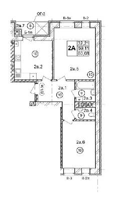 2-комнатная 60.08 м² в ЖК Галицкая Брама от 15 500 грн/м², с. Давыдов