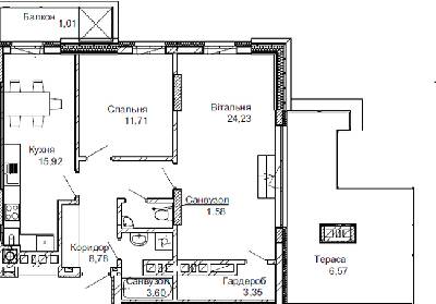 2-комнатная 76.75 м² в ЖК Імперіал от застройщика, г. Трускавец
