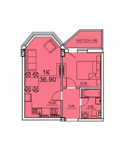1-кімнатна 36.9 м² в ЖК Олексіївський від 19 400 грн/м², Одеса