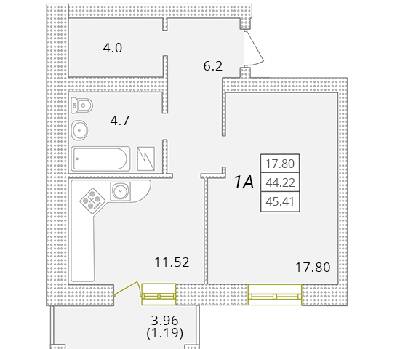 1-кімнатна 45.41 м² в ЖК Парк Совіньон від 19 900 грн/м², смт Таїрове