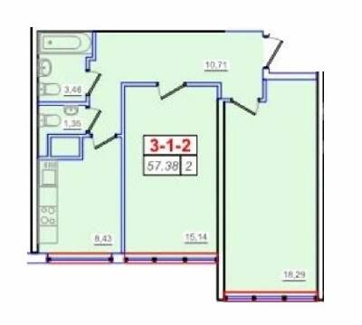 2-кімнатна 57.38 м² в ЖК П'ятдесят третя перлина від 24 150 грн/м², Одеса