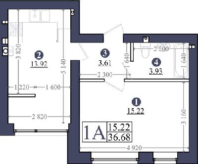 1-кімнатна 36.68 м² в ЖК Емоція від 16 000 грн/м², с. Хотів