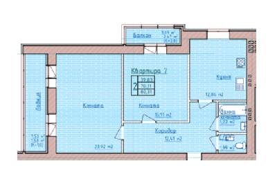 2-комнатная 80.3 м² в ЖК на ул. Раисы Кириченко, 65 от застройщика, Полтава