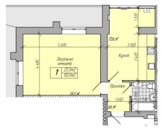 1-комнатная 50.5 м² в ЖК Центральный от 13 000 грн/м², г. Кременчуг