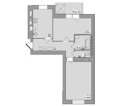 2-комнатная 58.9 м² в ЖК Королёва от 16 800 грн/м², Ровно