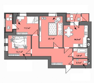2-кімнатна 74.6 м² в ЖК Dream Town від забудовника, Луцьк