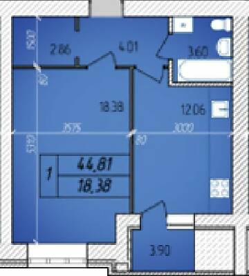 1-комнатная 44.81 м² в ЖК Avila от застройщика, Житомир