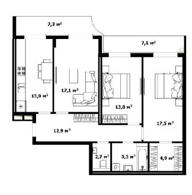 3-кімнатна 91 м² в ЖК Dream City від 37 600 грн/м², Ужгород