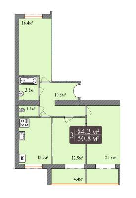 3-комнатная 84.2 м² в ЖК Dream Park от 12 700 грн/м², Хмельницкий