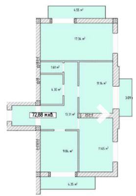 3-кімнатна 72.88 м² в ЖК Паннонія від 25 350 грн/м², Ужгород