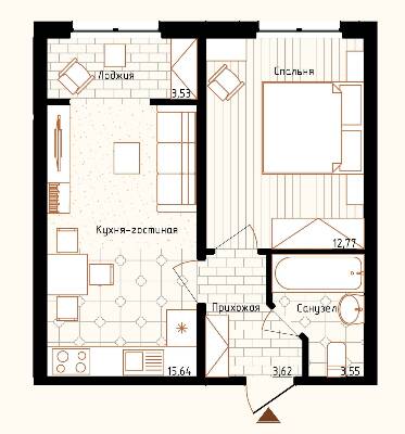 1-комнатная 39.11 м² в ЖК Новая Англия от 36 100 грн/м², Киев