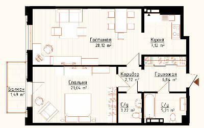 2-комнатная 76.36 м² в ЖК Новая Англия от 23 500 грн/м², Киев