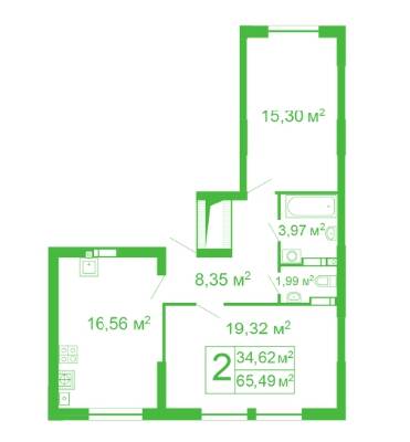 2-комнатная 65.49 м² в ЖК Счастливый на Яблоневой от 16 800 грн/м², с. Софиевская Борщаговка