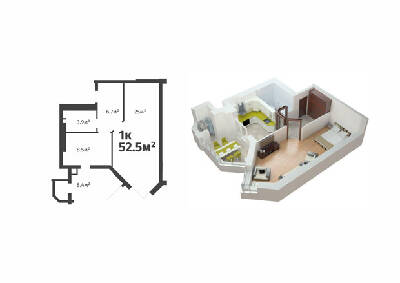 1-кімнатна 52.5 м² в ЖК Святопетрівський від 11 500 грн/м², с. Святопетрівське