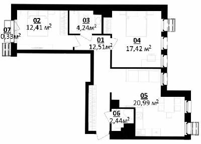 2-кімнатна 70.34 м² в ЖК Білий Шоколад.Center від 14 000 грн/м², с. Білогородка