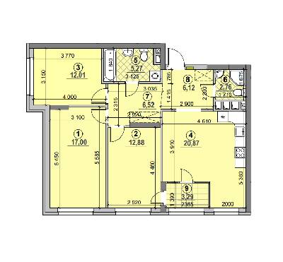 3-комнатная 86.72 м² в ЖК Галактика от 22 648 грн/м², Киев