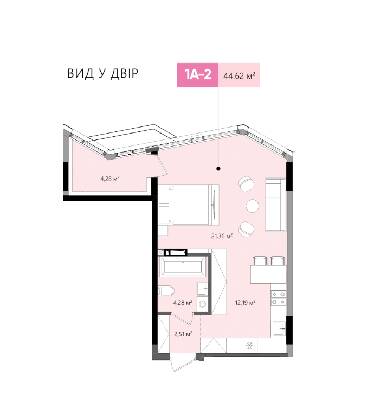 1-комнатная 44.62 м² в ЖК Lucky Land от 44 354 грн/м², Киев