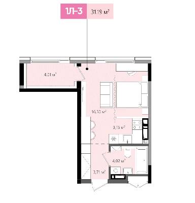1-комнатная 31.19 м² в ЖК Lucky Land от 22 444 грн/м², Киев