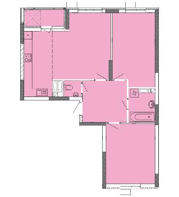 2-кімнатна 83.61 м² в ЖК Яскравий від 22 598 грн/м², Київ