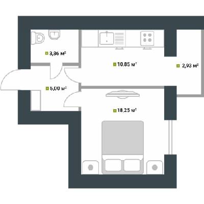 1-кімнатна 40.89 м² в ЖК Idilika від 21 850 грн/м², м. Буча