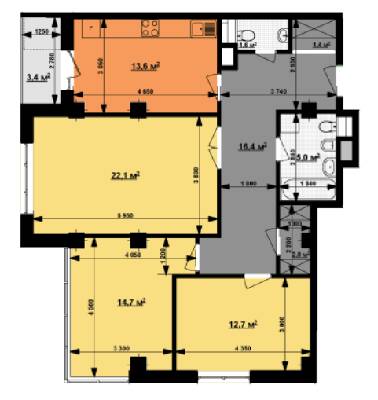 3-комнатная 90.5 м² в ЖК Вектор от 43 100 грн/м², Харьков