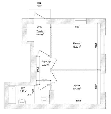 1-кімнатна 40.62 м² в ЖК Кантрі Таунхаус від забудовника, с. Гора