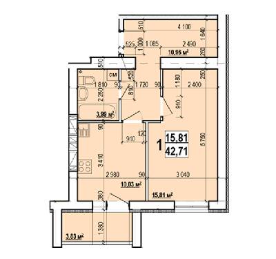 1-комнатная 42.71 м² в ЖК Мира-3 от 10 300 грн/м², Харьков
