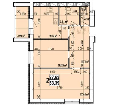 2-комнатная 53.39 м² в ЖК Мира-3 от 10 800 грн/м², Харьков