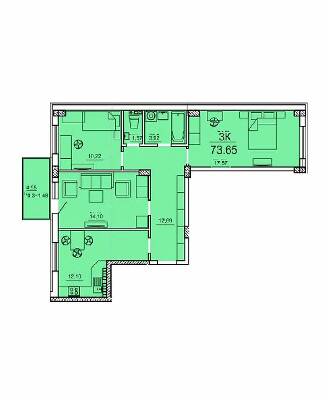 3-кімнатна 73.65 м² в ЖК Олексіївський від 19 300 грн/м², Одеса