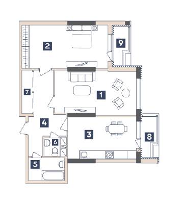 2-кімнатна 73.3 м² в ЖК Central від 20 900 грн/м², Запоріжжя
