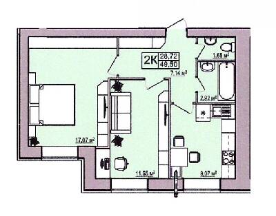 2-кімнатна 49.5 м² в ЖК Правильний вибір від 17 300 грн/м², Дніпро
