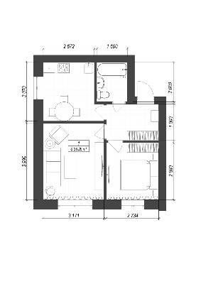 2-кімнатна 38.26 м² в ЖК Smart Format від забудовника, с. Погреби