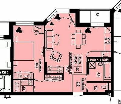 2-кімнатна 63.4 м² в ЖК Manhattan від 19 100 грн/м², Тернопіль