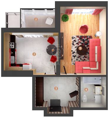 1-кімнатна 52.51 м² в ЖК Krona Park від 20 000 грн/м², м. Бровари