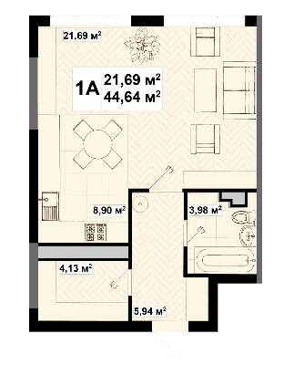 1-кімнатна 44.64 м² в ЖК UNO City House від 29 440 грн/м², Київ