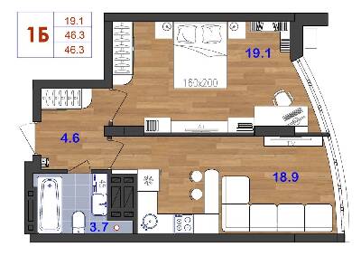 1-кімнатна 46.3 м² в ЖК SunCity від забудовника, Одеса