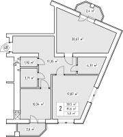 2-кімнатна 81.6 м² в ЖК Волошковий від 23 900 грн/м², с. Софіївська Борщагівка
