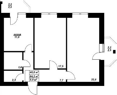 2-кімнатна 64.2 м² в ЖК Волошковий від 18 750 грн/м², с. Софіївська Борщагівка